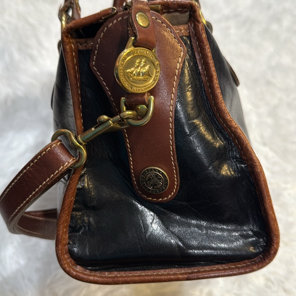 Brahmin Vintage Leather Satchel Crossbody Bag Black Brown Pre-Loved - Picture 6 of 16